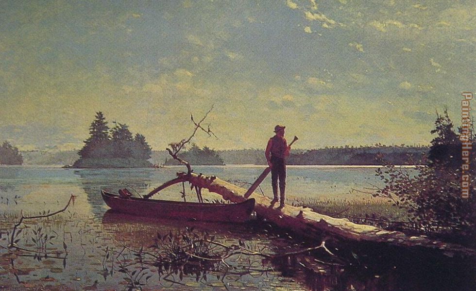 An Adirondack Lake painting - Winslow Homer An Adirondack Lake art painting